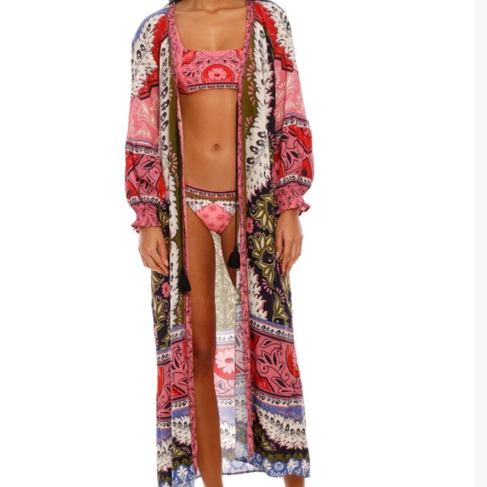 AGUA BANDITA (NWT) Isabelle Kimono, Multicolor Floral, Size OS